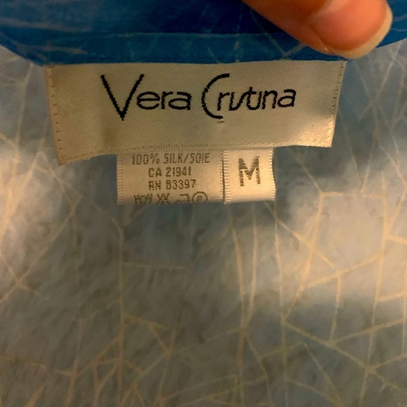 Vintage Silk Sheer Blue Blouse - Picture 8 of 9